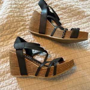 Blowfish Black Gladiator Wedge Sandals